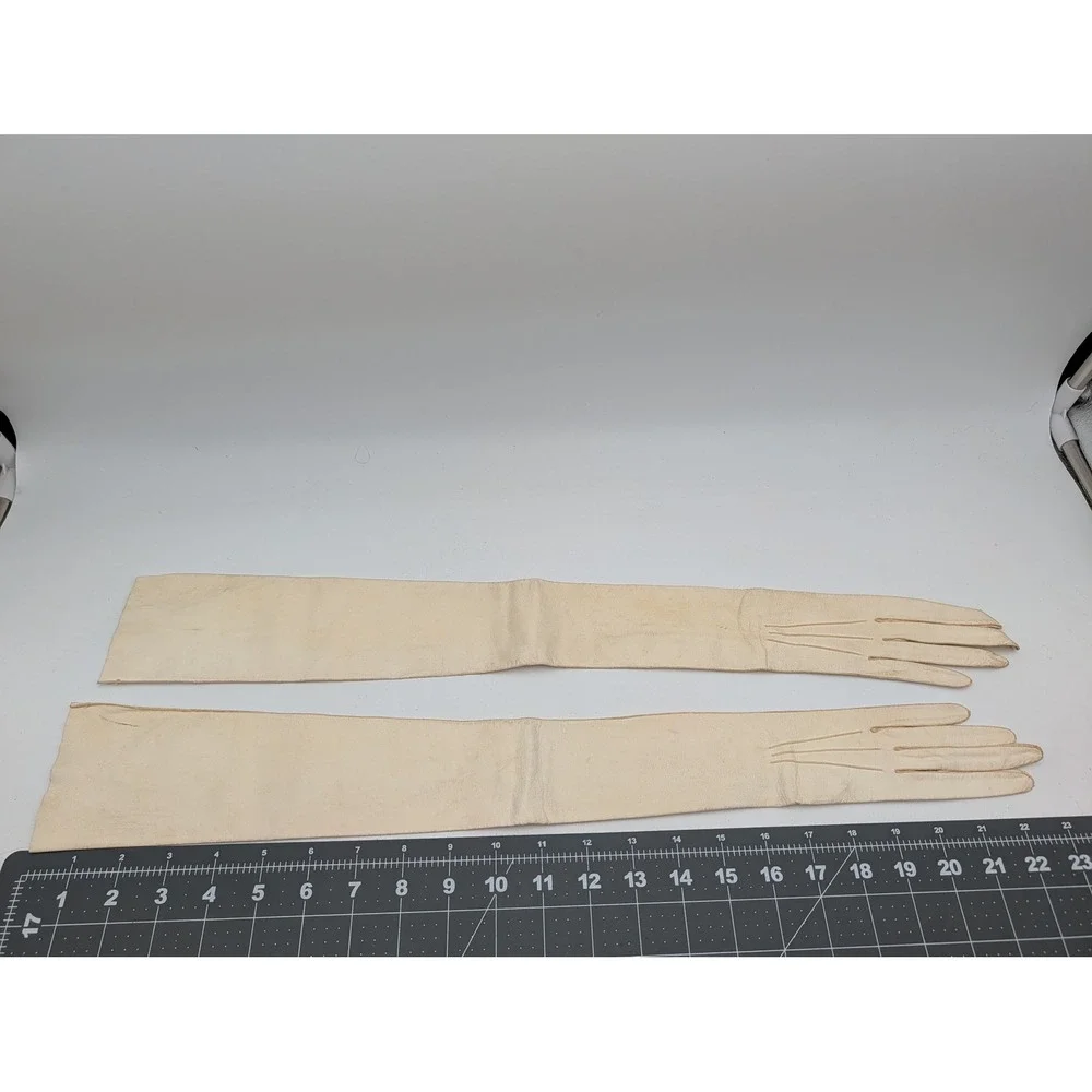 Gants‎ Lavables Opera Gloves Cream Leather Vintage Size 6 France